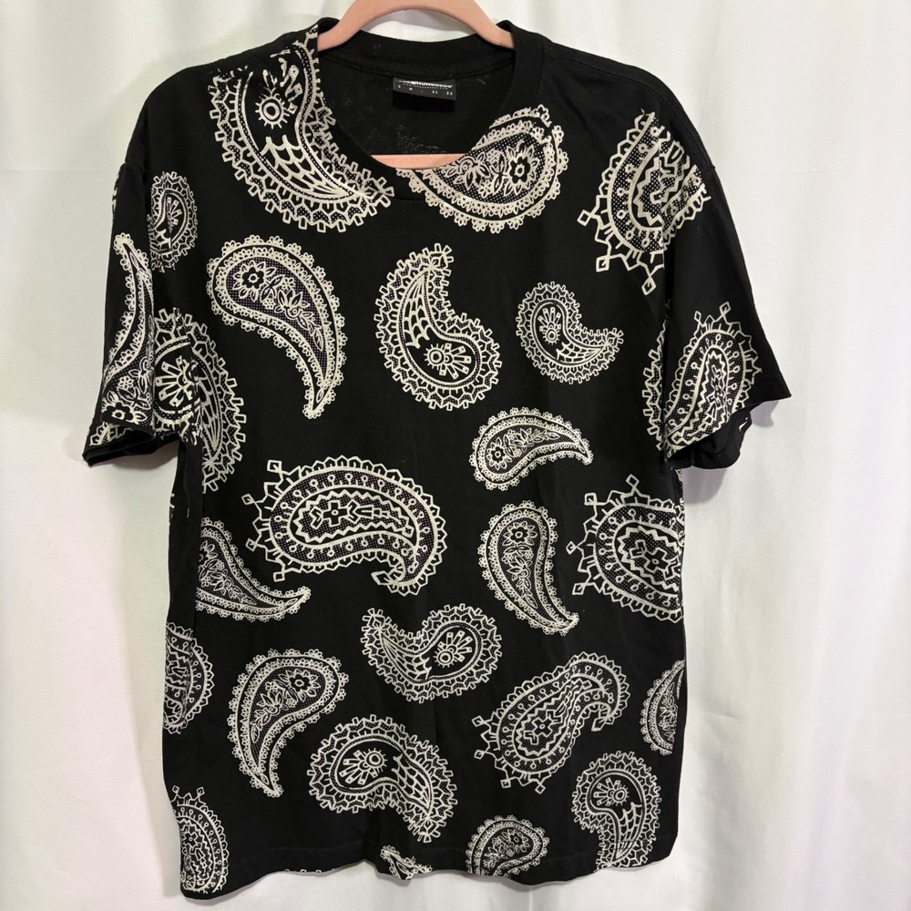 The Hundreds Joshua Vides Paisley T-Shirt Mens Large Black White Streetwear Tee